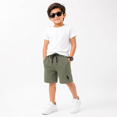 Boys Olive Waffle Knit Shorts – Soft Cotton Summer Shorts