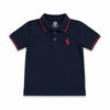 Boys Navy Polo Shirt with Red Contrast Tipping