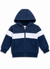 Boys Navy Blue Fur Hoodie