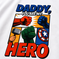 Kids "Daddy, You Are My Hero" Graphic T-Shirt – White