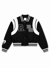 Women’s Black & White Varsity Bomber Jacket