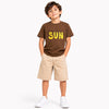 Kids Boys Brown “SUN” Graphic T-Shirt – Casual Summer Tee