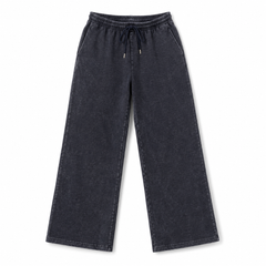 Men’s Washed Black Wide Leg Lounge Trousers