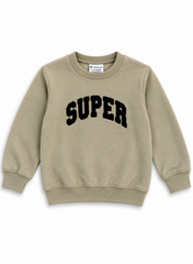 Boys Beige “SUPER” Graphic Sweatshirt