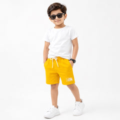 Boys Yellow Cotton Jersey Shorts