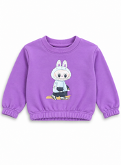 Girls Purple Bunny Graphic Baggy Sweatshirt