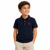 Boys Navy Polo Shirt with Red Contrast Tipping