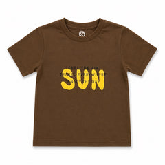 Kids Boys Brown “SUN” Graphic T-Shirt – Casual Summer Tee