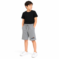 Kids Grey Cotton Shorts with Embroidered Logo