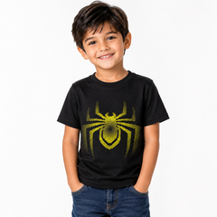 Boys Spider Graphic T-Shirt – Premium Cotton Superhero Tee | Black