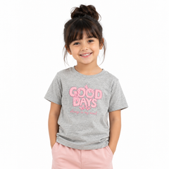 Girls "Good Days" Graphic T-Shirt – Grey Cotton Tee