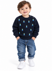 Boys Navy Blue Embroidered Bunny Sweatshirt