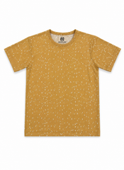 Girls Mustard Printed Cotton T-Shirt Soft Single Jersey