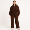 Women’s Brown Zip-Up Tracksuit Set – Casual & Comfy