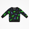 Kids Dinosaur Print Sweatshirt – Black with Green & Blue Dinos