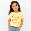 Girls Yellow Graphic Cotton T-Shirt – Making Magic Happen Print