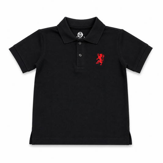 Boys Black Classic Polo Shirt with Red Embroidery