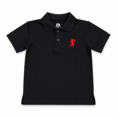 Boys Black Classic Polo Shirt with Red Embroidery