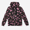Women’s Black Floral Zip-Up Hoodie – Cotton Fleece