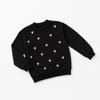 Girls Black Sweatshirt with Pink Heart Embroidery