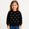 Girls Black Sweatshirt with Pink Heart Embroidery