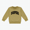 Boys Beige Sweatshirt – "SUPER" Chenille Embroidery | Cotton Fleece