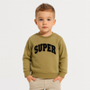 Boys Beige Sweatshirt – "SUPER" Chenille Embroidery | Cotton Fleece
