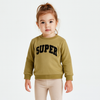 Girl Beige Sweatshirt – "SUPER" Chenille Embroidery | Cotton Fleece