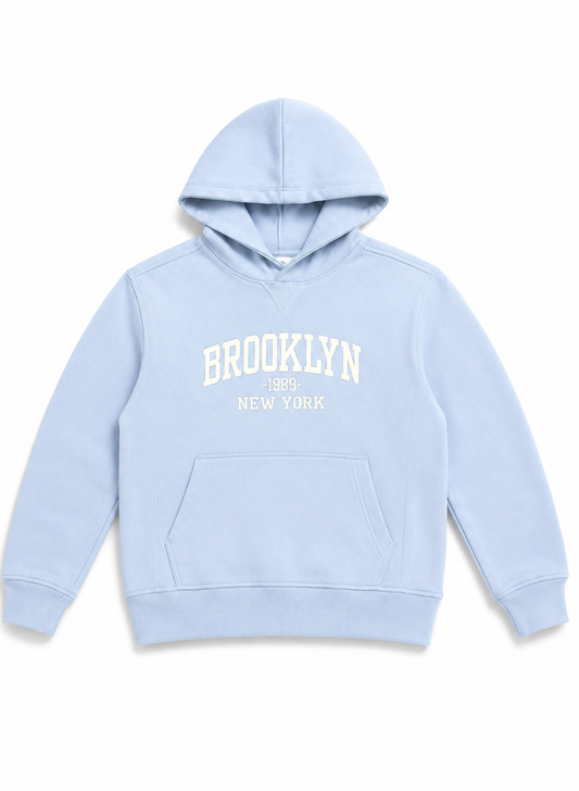 Girls Brooklyn 1989 Hoodie – Sky Blue Fleece