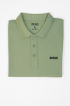 Mens Green Boss Logo Polo