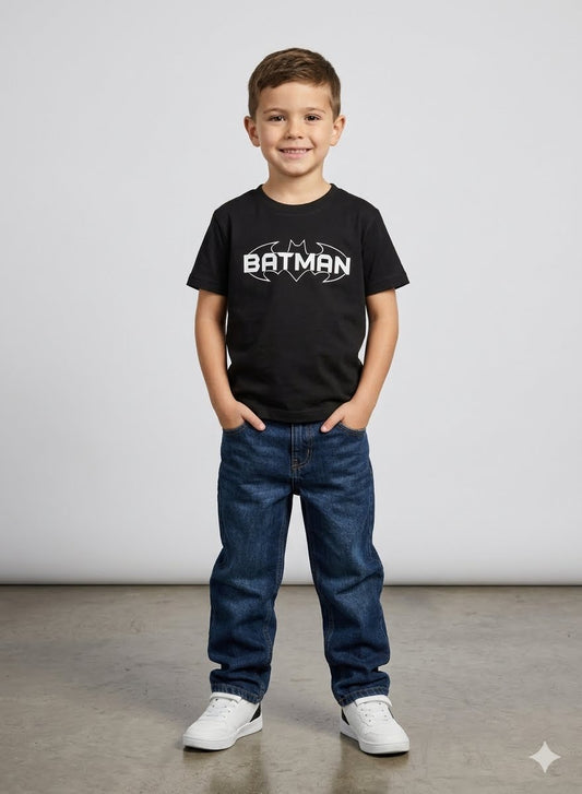 Boys Batman Graphic Black Cotton T-Shirt