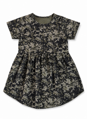 Girls’ Camo Print Casual Frock – Olive & Black