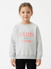 Girls Sweatshirt Paris 1990 Embroidered Soft Cotton Fleece