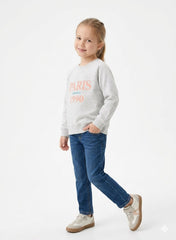 Girls Sweatshirt Paris 1990 Embroidered Soft Cotton Fleece