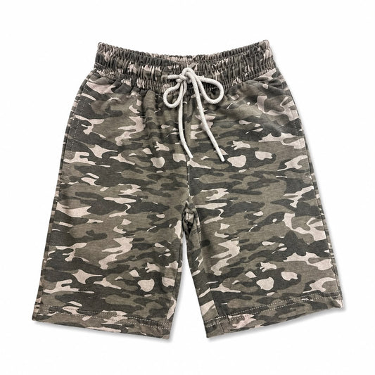Boys Grey Camouflage Cotton Shorts