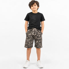 Boys Grey Camouflage Cotton Shorts