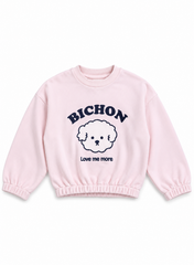 Girls Bichon Printed Cotton Fleece Tracksuit – Pink
