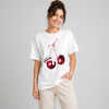 Cherry Graphic Oversized Women’s T-Shirt – White Casual Tee