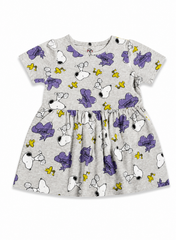 Girls Printed Cotton Frock Dress – Grey Snoopy Cartoon