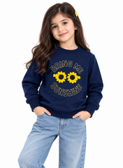 Girls Navy Blue “Bring Me Sunshine” Embroidered Sweatshirt