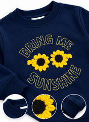 Girls Navy Blue “Bring Me Sunshine” Embroidered Sweatshirt
