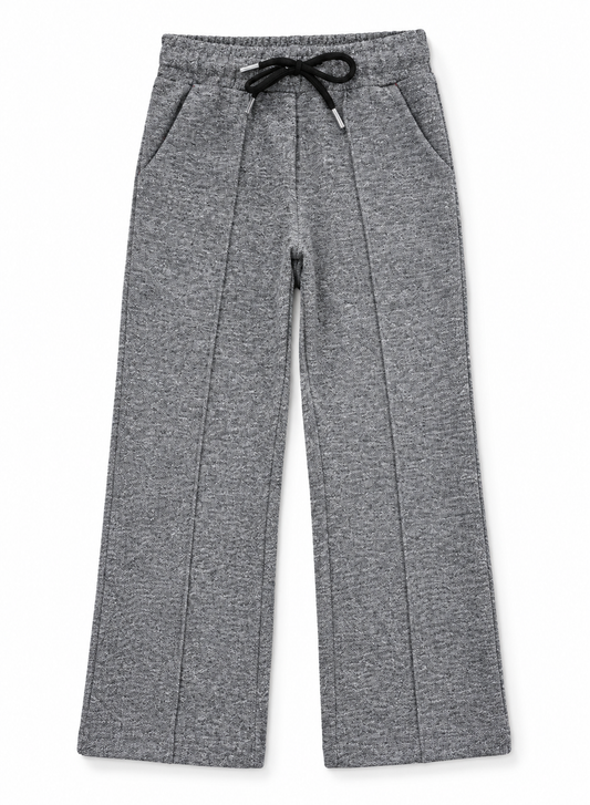 Boys Grey Wide-Leg Trousers | Textured Casual