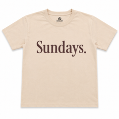 Kids Graphic T-Shirt – "Sundays." Beige Cotton Tee