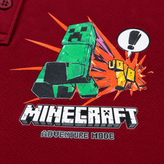 Kids Minecraft Polo Shirt – Maroon | Premium Cotton
