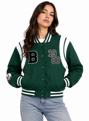 Women’s Dark Green Varsity Bomber Jacket