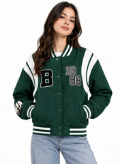 Women’s Dark Green Varsity Bomber Jacket