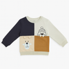 Boys Color Block Sweatshirt with Cute Animal Faces