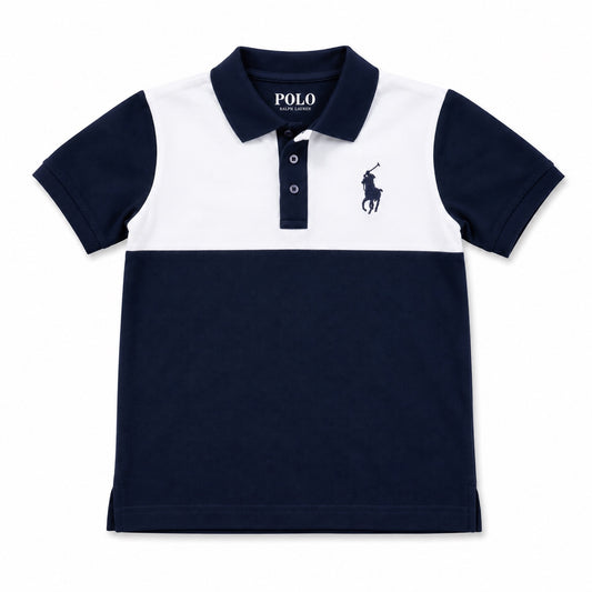 Boys Navy & White Color Block Polo Shirt