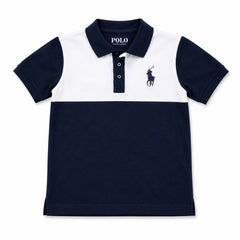 Boys Navy & White Color Block Polo Shirt