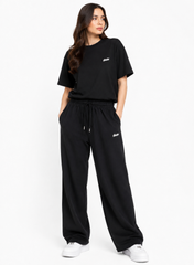 Women’s Black Oversized T-Shirt & Wide-Leg Trouser Co-Ord Set
